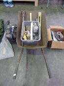 *Builder's Wheelbarrow and a Box Containing Assorted Builder's Tools