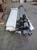 *Pallet containing assorted shop fittings and a three drawer beech effect desk unit