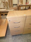 *Three drawer beech effect pedestal desk unit