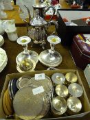 Silver Plated Coffee Pots, Candle Sticks, Coasters, Etc
