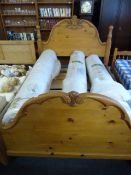 Carved Pine Double Bed