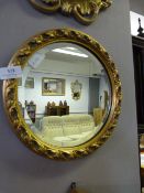 Gilt Framed Bevelled Glass Circular Mirror