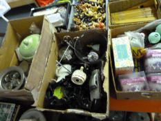 Three Boxes of Assorted Kitchenalia, Children's toys, Flashing Tiaras, Etc