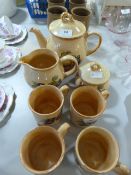 Hornsea Pottery Yeovil Design Tea Set and Four Stone Goblets