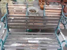 Four Piece Cast Iron and Hard Wood Garden Set