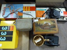Collection Cameras, Wood Trinket Box, Etc
