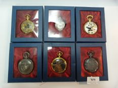 Six Reproduction Collectible Pocket Watches