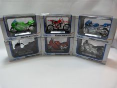 Six Welly Collectible Metal Motorcycles