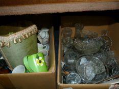 Two Boxes Containing Cut Glass Decorative Items, Commemorative Cups, Etc