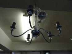 *Five Branch Chrome Chandeliere
