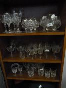 Collection of Cut Glassware Over Over Three Shelves