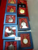 Eight Collectible Reproduction Pocket Watches and a Pair of Cuff Links