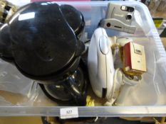 Box Containing Assorted Chef's Knives, Coffee Percolator, Sandwich Toaster, Etc
