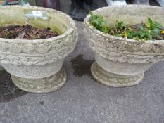 Pair of Cast Concrete Planters