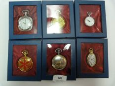 Six Reproduction Collectible Pocket Watches