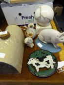 Cast Iron Trivet, Doorstop, Decorative Marble Items and Hot Water Bottle