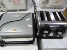 George Foreman Grill and a Chrome Four Slice Toaster