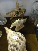 Decorative Horse, Jockeys and a Conch Shell