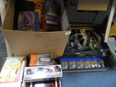Mixed Lot Containing Assorted Albums, Board Games, Decorative Items, Early Postcards, Etc
