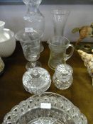 Eight Pieces of Glassware Including; Covered Dishes, Plates, Vases, Jugs, Etc