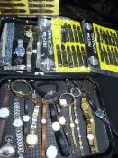 Trays Containing Assorted Gent's and Ladies Wrist Watches, Straps, Etc