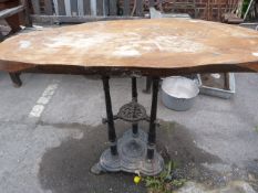 Cast Iron Table Base with Wood Top
