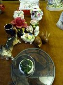 Collection of Ornaments Including; Decorative Thimbles, Posies, Carved Birds and Rabbits, Etc