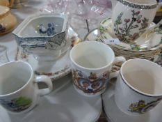 Assorted China Miniatures, Pots, Tea Set, Etc