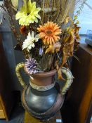 Decorative Terracotta Urn With Dried Flower Arrangement