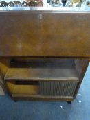 Oak Bureau Over Glazed Bookcase