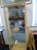 Simulated Beech and Plate Glass illuminated Display Cabinet with Four Shelves