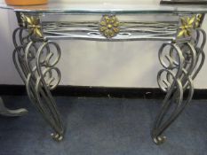Wrought Iron and Plate Glass Hall Table