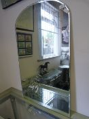 Arch Topped Cut and Etched Glass Mirror