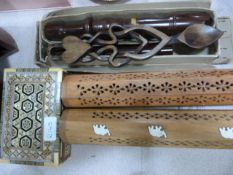 Mother of Pearl Inlaid Trinket Box, Welsh Lovestone, Recorder and Two Po-Pouries