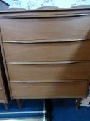 Teak Chest of Four Drawers on Tapered Round Legs