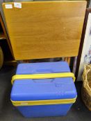 Folding Beech Table and a Ice Box