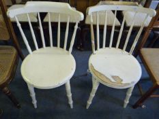 Pair of Painted Spindle Back Kitchen Chairs