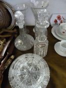 Collection of Cut Glass, Vases, Decanters and Fruit Bowls