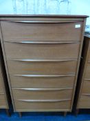 Teak Chest of Six Drawers on Four Round Legs