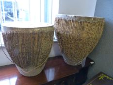 Two Zebra Skin Drums