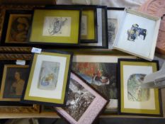 Collection of Beatrix Potter Prints, Miniatures, Pencil Drawing, Etc