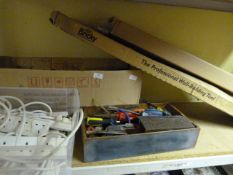 Assorted Four Gang Extension Leads, TV Aerials, Christmas Light, Box of Hand Tools, Etc