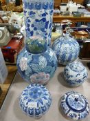 Collection of Oriental Style China Including; Umbrella and Ginger Jars