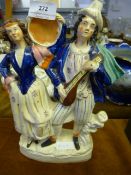 Staffordshire Flat Back Ornament Depicting Folk Dancers