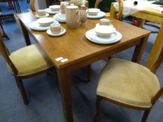 Rectangular Dining Table in Medium Oak Finish with Four Modern Balloon Back Chairs