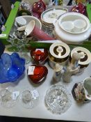 Box Containing Assorted Dinnerware, Decorative Items, Le Creuset Dishes, Etc