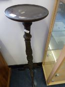 Mahogany Plant Pedestal on Tripod Base