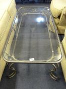 Plate Glass and Wrought Iron Occasional Table