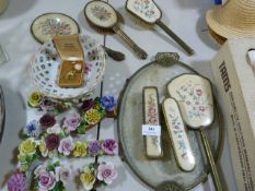 Mixed Lot of Dressing Table Sets, Pot Posies, Etc