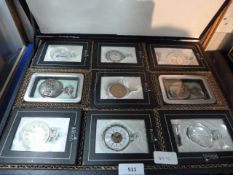Presentation Box Containing Nine Reproduction Collectible Heritage Pocket Watches